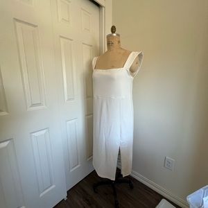 Eloqui white stretch square neck body con dress size 18